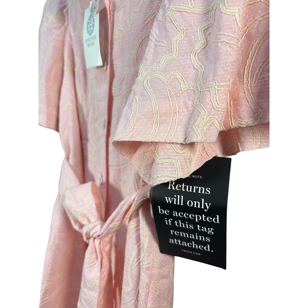 NWT Tuckernuck Hyacinth House Pink Embroidered Gingko Leaf Peppa Mini Dress L - Picture 11 of 11